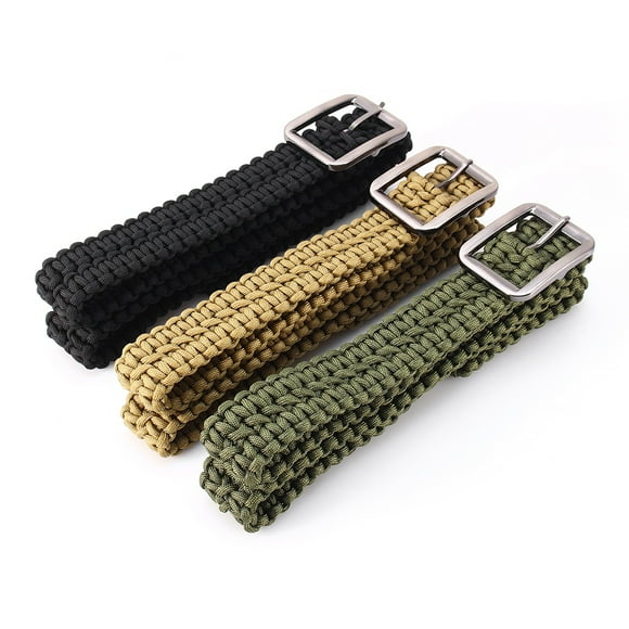 MAYUJIAA Survival Paracord Belt 550 Paracord Belt Utility Belt Milspec Cord Solid Steel Buckle Khaki HW313-58711