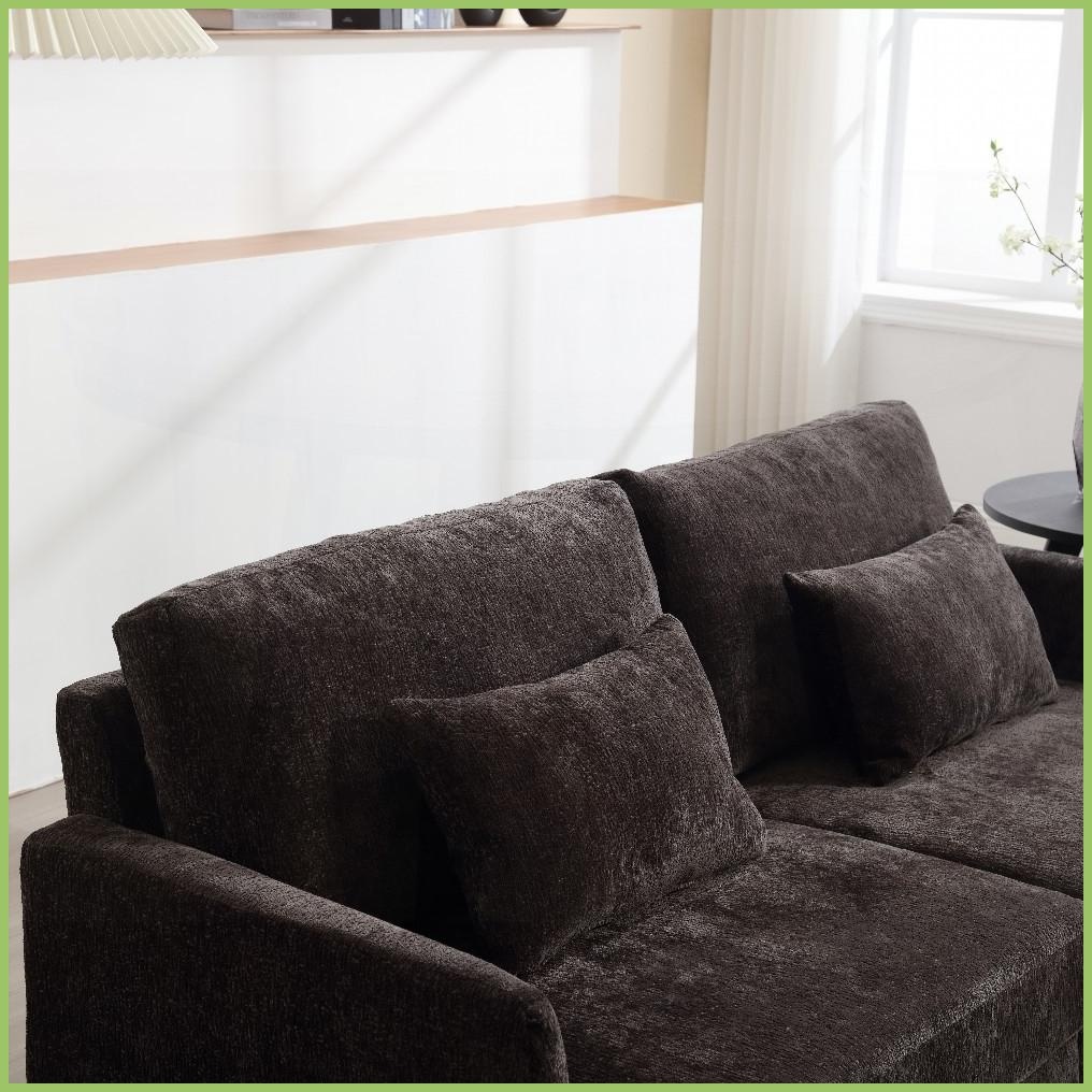 Mid Century Modern Chenille 2-Seat Loveseat Sofa with Solid Wood Frame - Ideal for Living Room & Bedroom