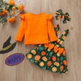 thumbnail image 4 of MEZZALL Baby Girls Halloween Ruffle Tops+Pumpkin Suspender Skirt+Hairband Outfits Soft Toddler Clothing, 4 of 7