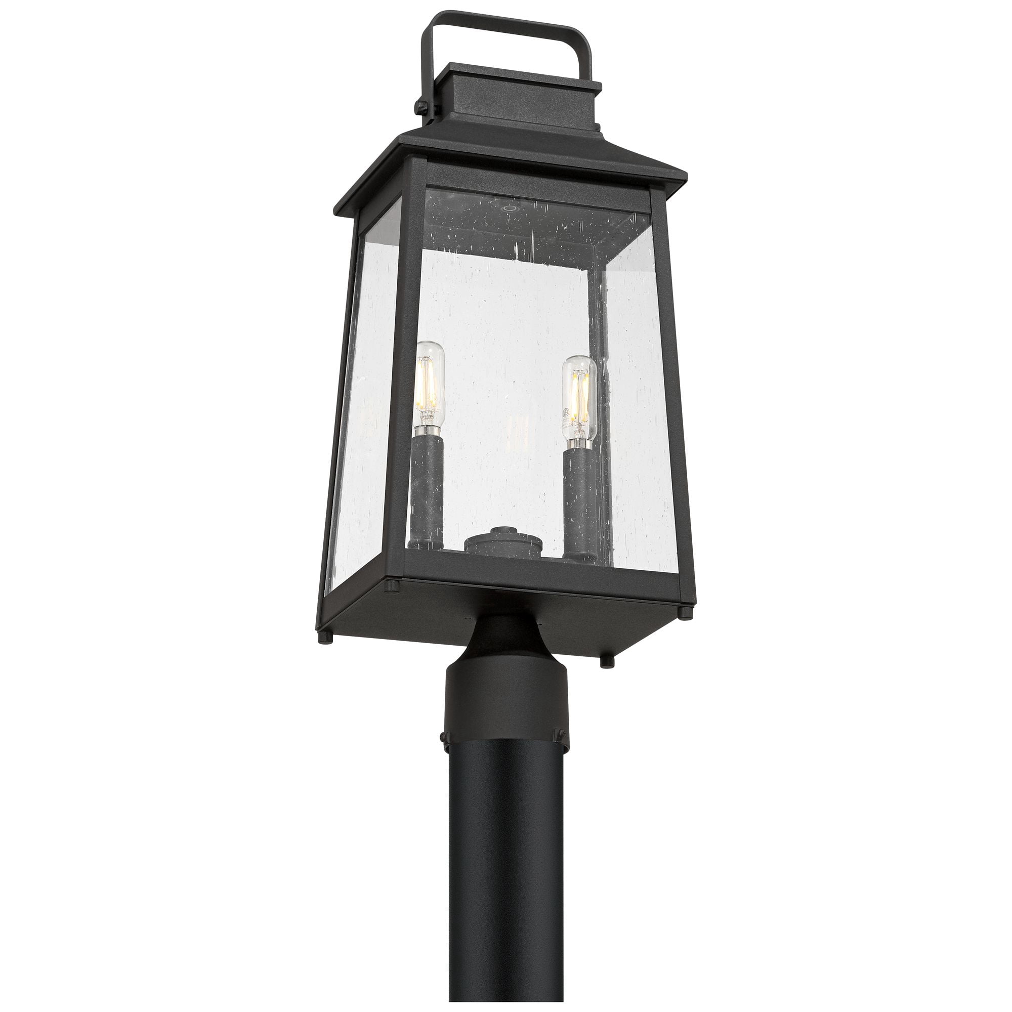 John Timberland Jubliee 20 1/4" High Modern Outdoor Post Light Fixture Pole Porch Set of 2 2-Light Black Metal Clear Glass Shade