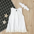 thumbnail image 3 of Baby Girl Dresses White Sleeveless Lace Sundress A-Line Bow Party Dresses Headband Summer Clothes Sets, 3 of 4