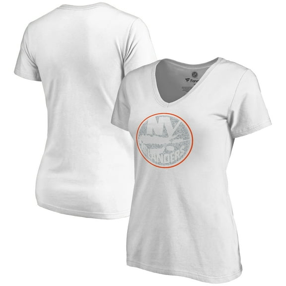 Women's White New York Islanders Whiteout V-Neck T-Shirt