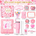 thumbnail image 2 of Vonieion 17Pcs Birthday Gifts for Women,Relaxing Spa Basket with 40 oz Tumbler,Headband and Flannel Blanket,Care Gifts Set for Her Mom Sister Best Friend Wife,Mother's Day,Christmas Gifts,Pink, 2 of 6