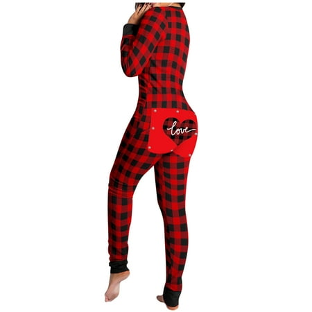 

Womens Pajamas Button-Down Front Functional Buttoned Flap Adults Jumpsuit Pajamas For Women