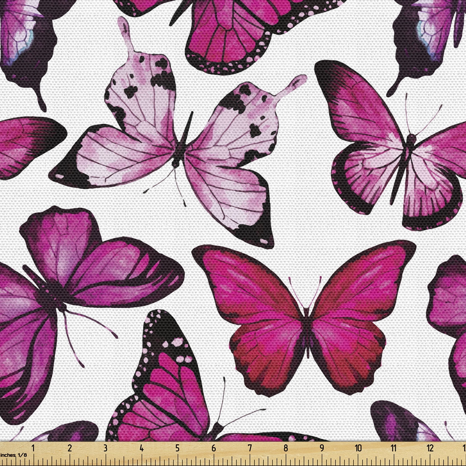 Butterfly Fabric by the Yard, Vibrant Watercolor Animals Patterns Warm