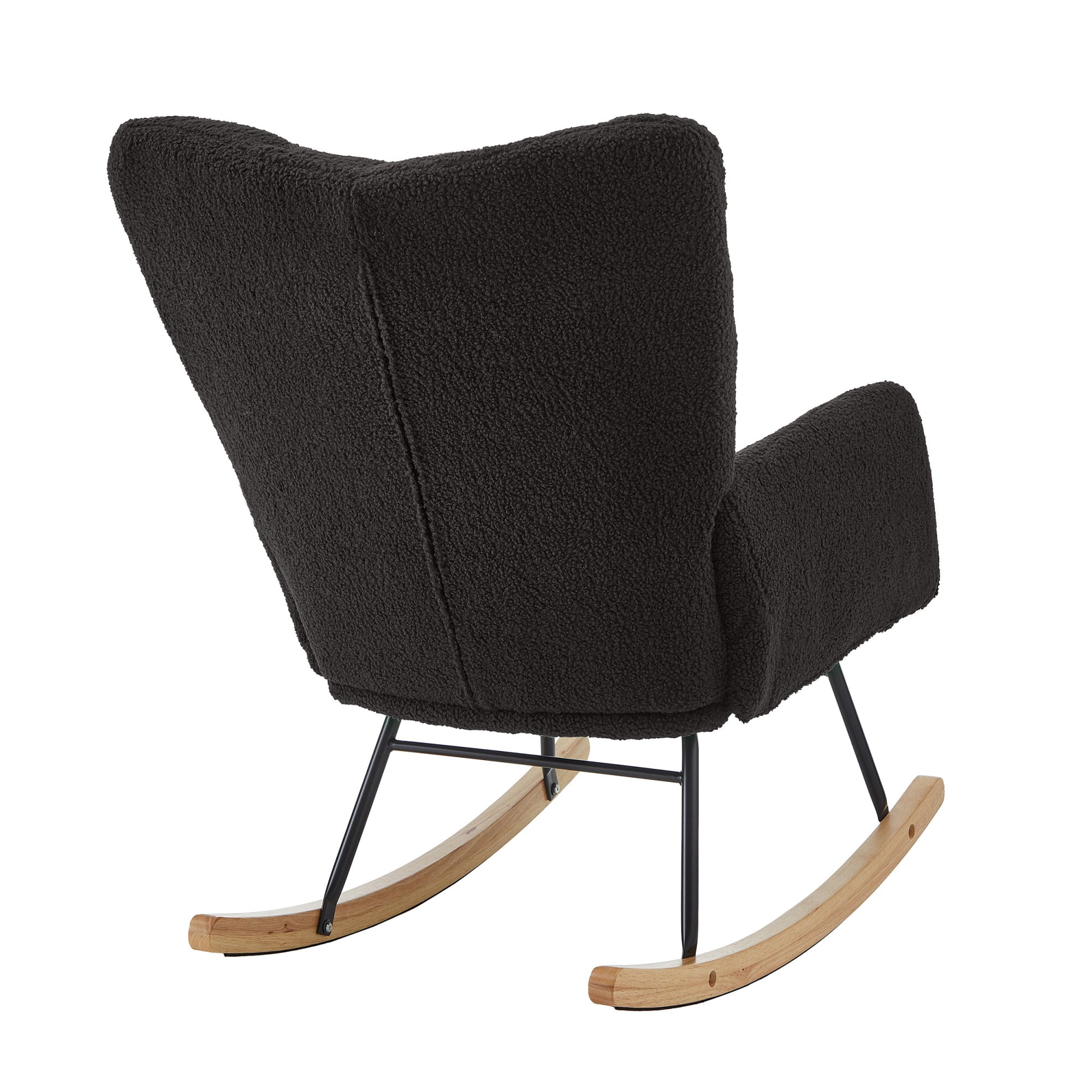Glider Chair for Living Room Tufted Upholstered Teddy Fabric Rocking Chair with Metal Frame Accent Chair (Gray)