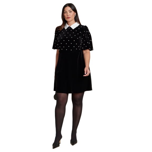 ELOQUII Women's Plus Size Embellished  Sleeve Mini Dress