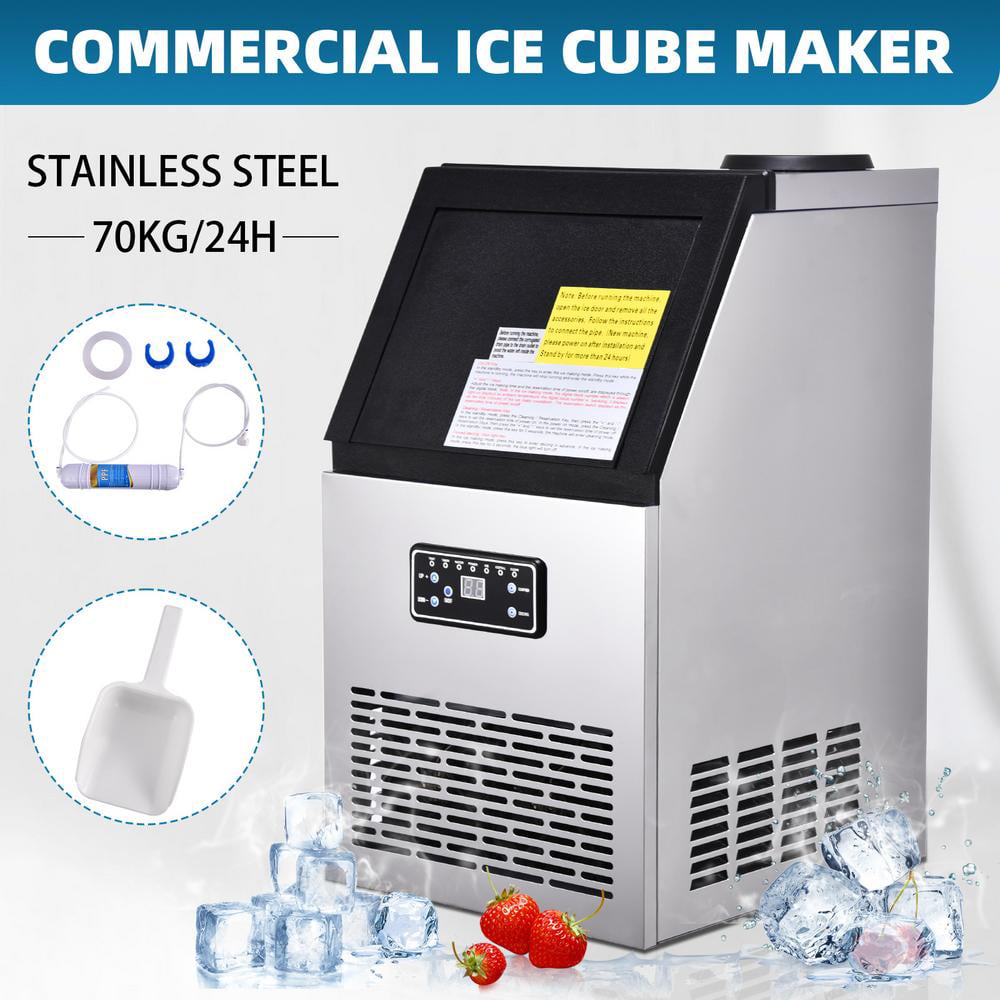 300W Built-in Commercial Ice Maker Stainless Steel Bar Restaurant Ice Cube 110lb 