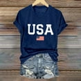 thumbnail image 2 of KALE Short Sleeve Shirts for Women Women's USA Flag T V Neck American Graphic Tees Casual 4th Of July Patriotic Tshirt Tops V Neck Tops Navy, 2 of 3
