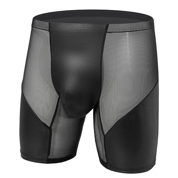 Zynviq Black Man Underwear See Through Stretch Solid Mesh Athleisure Boxer Briefs Man's Briefs,L