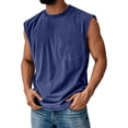 thumbnail image 2 of Tank Tops for Men, Oversized Workout Tank, Vintage Washed Sleeveless Gym Shirt, Athletic Crew Neck Training Vest Navy XL, 2 of 5