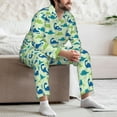 thumbnail image 7 of Picia Cute Dinosaur Blue Green Pattern Men’s Long-Sleeve Sleepwear Set - Soft 2-Piece Loungewear with Pockets, Comfy PJs for Relaxing Nights-Medium, 7 of 7
