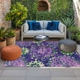 thumbnail image 2 of Purple Green Flowers Outdoor Rug for Patio/Deck/Porch, Non-Slip Large Area Rug 3 x 5 Ft, Watercolor Vintage Botanical Indoor Outdoor Rugs Washable Area Rugs, Reversible Camping Rug Carpet Runner, 2 of 8