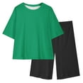 thumbnail image 3 of Ugoldhm Girl Outfits Solid Color Fashion Crew Neck Summer Short Sleeve Short Sleeve Top Yoga Shorts Suit 5-15Years, 3 of 8