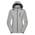 thumbnail image 3 of Little Donkey Andy Women's Softshell Jacket Ski Jacket with Removable Hood, Fleece Lined Light Gray Heather Size XXL, 3 of 7