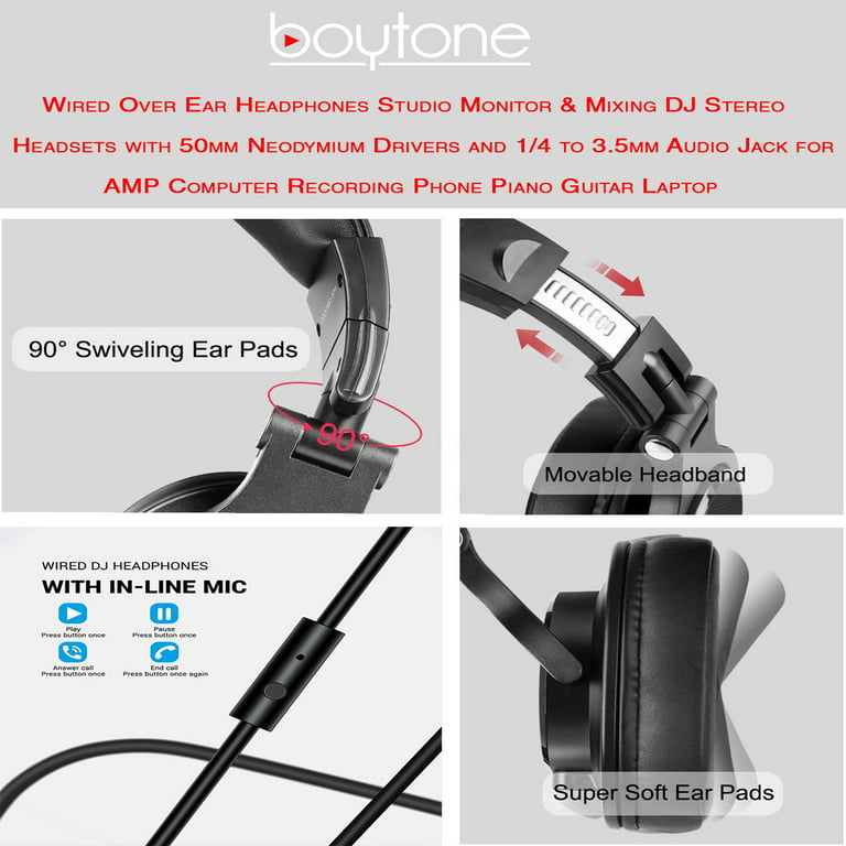 Blaze fireworks pill Boytone BT-10RD Wired Over Ear Headphones Studio Monitor & Mixing DJ Stereo  Headsets with 50mm Drivers and 1/4 to 3.5mm Audio Jack for Audio Mixer  Computer, Phone, Guitar, Laptop, Amplifire, TV -