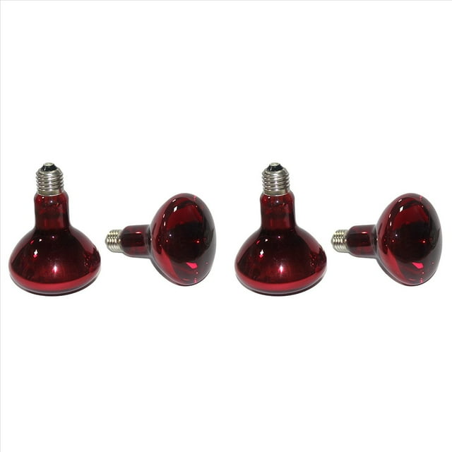 4 Pack 100W Ampoules Chauffantes pour Reptiles, Ampoules Infrarouges pour Amphibiens, Ampoules Chauffantes pour Rotules, Lézards et Plus., 4 x Lumière Infrarouge, Rouge