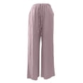 thumbnail image 4 of larppty Women's Cotton Linen Drawstring High Waisted Pants Casual Loose Fit Wide Leg Trousers（Light Purple， XL）, 4 of 9