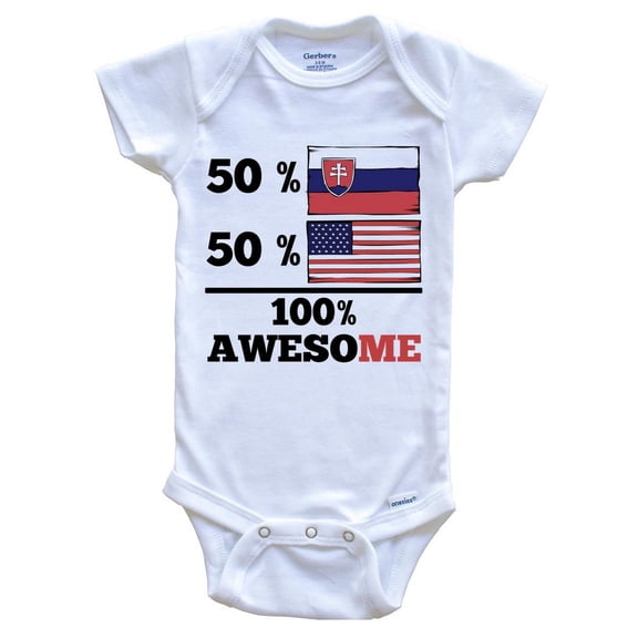 50% Slovakian 50% American 100% Awesome Funny Baby Bodysuit - Slovakian Flag Slovakia Baby Bodysuit