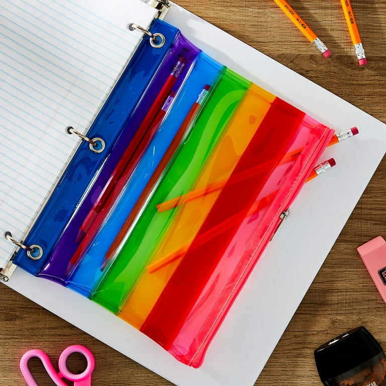 Pen+Gear Translucent Rainbow Binder Pouch, Multi-Color