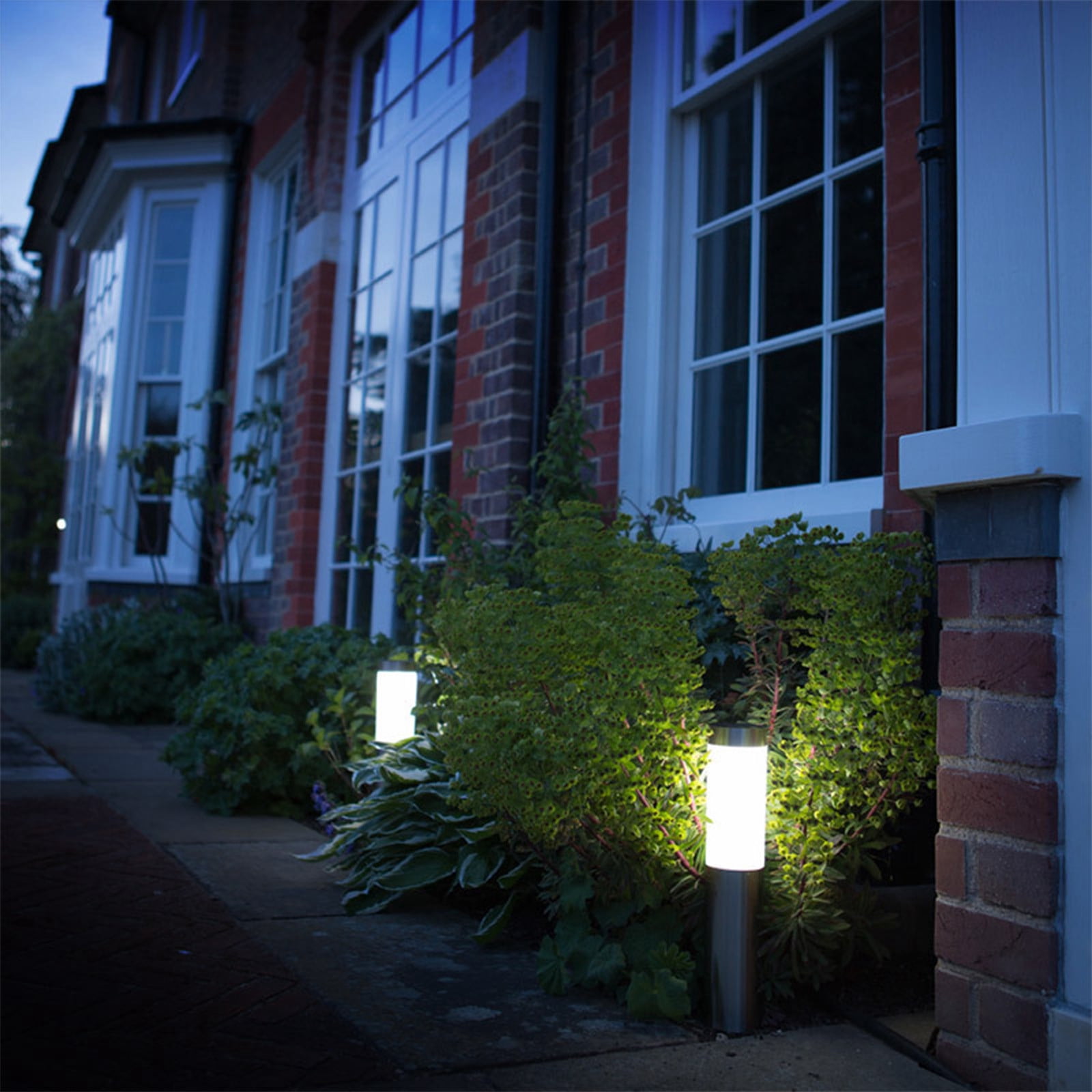 Solar LED Ground Light Outdoor Garden Lamp Round Floor Light 40cm Black Plastic Waterproof Automatic Dusk to Dawn 1 Pack