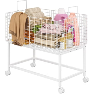 Large Rolling Laundry Basket Cart With Wheels - 120L Capacity, Locking Wheels, 29.5"L X 19.7"W X 27.95"H, White