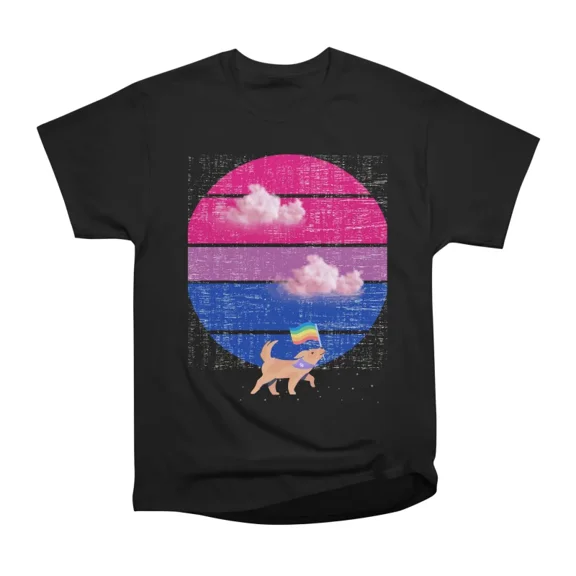 Bi Pride Dog March T-Shirt Tee Gift For Him Merch For Her Apparel For Friend