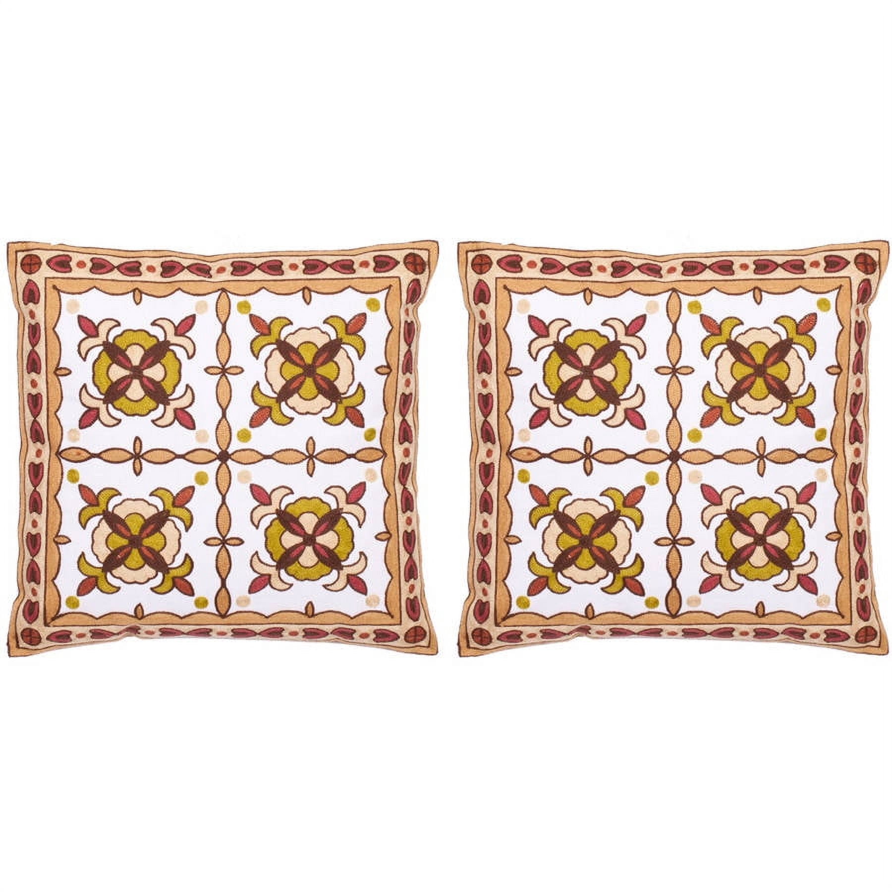 Safavieh Gorgon Tiles 18" x 18" Green/Beige Pillow, Set of 2