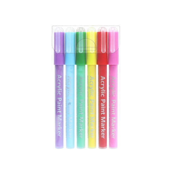 Fine Tip Acrylic Paint Pens with 0.03-Inch Ultra-Fine Point, 6-Pack Multi-Color Set for Rock Painting and Art Crafts