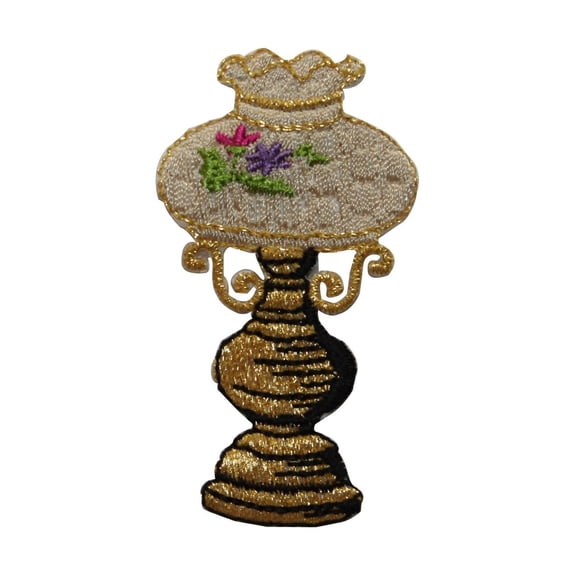 ID 7555 Classic Gas Lamp Patch Gold Fancy Luxury Embroidered Iron On Applique