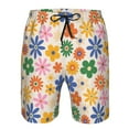 thumbnail image 4 of Yiaed Groovy Daisy Flowers Print Men's Swim Trunks with Lining Quick Dry Sports Shorts Beach Shorts Boardshorts-Large, 4 of 5