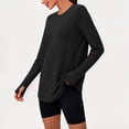 thumbnail image 4 of Annhoo Crewneck Athletic Tees Irregular Hem Thumb-Cuff Loose Lightweight Breathable Workout Gym Vacation Shirts, 4 of 8