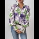 thumbnail image 5 of Camisas de Estilo Bohemio con Cuello en V, Botones y Mangas Largas con Estampado Floral para Mujer, para Otoño. Púrpura-Verde M, 5 of 9