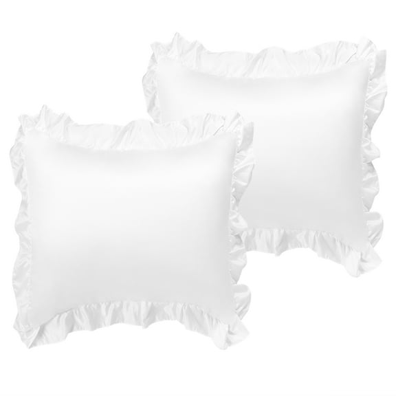 REGALWOVEN 2Pcs Satin Pillowcases Ruffled Pillow Shams White European(26"x26")