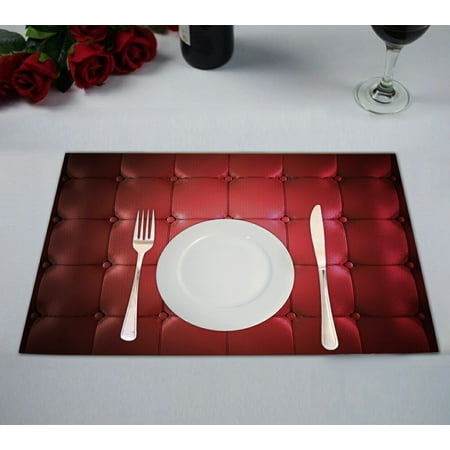 

ABPHQTO Red Leather Upholstery Placemat 12x18 Inch Set of 2 Table Placemats