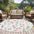 thumbnail image 4 of Round Rugs 5Ft, Pink Spring Floral Round Area Rug Washable Indoor Throw Carpet, Flowers Botanical Elegant Grey Checkered Soft Non Slip Circle Rug for Cabinet Bathroom Home Decor Aesthetic, 4 of 8