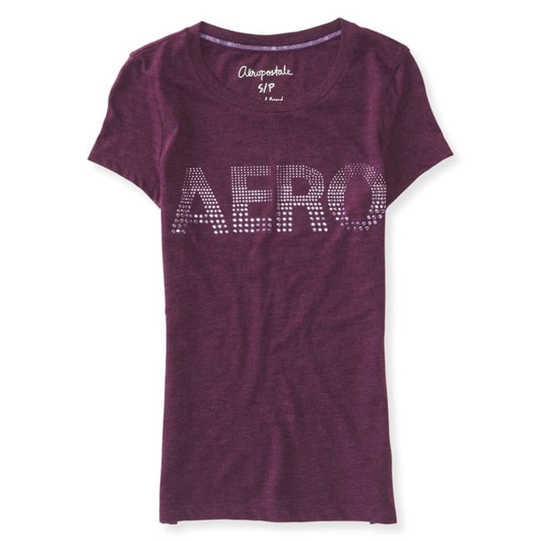 Camiseta adornada Aeropostale con logotipo de diamantes de imitación morado pequeña