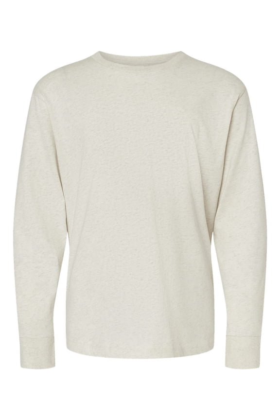 LAT B31438242 Youth Fine Jersey Long Sleeve T-Shirt, Natural Heather - Extra Small