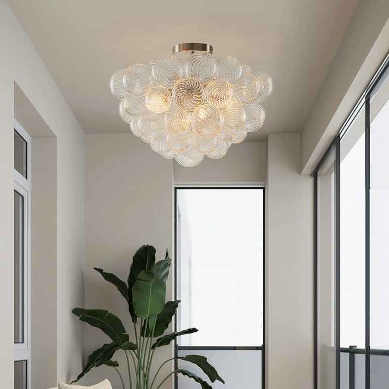 Longree Cluster Bubble Ball Glass Chandelier, silver Finish and