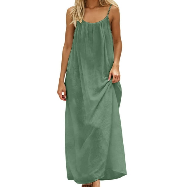 GDREDA Robe Maxi Sans Manches pour Femmes, Dos Ouvert, Coupe Ample, Robe de Maison Décontractée, Tenue d'Intérieur, Robe de Maison, Couvre-Maillot, Vert Pâle, L