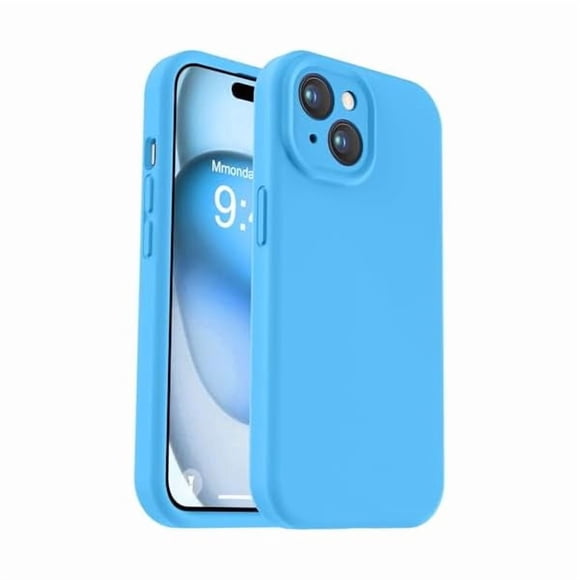 ccwmincc Compatible with iPhone 15 Case, Upgrade Defender Liquid Silicone, [Enhanced Camera Protection] [Soft Anti-Scratch Microfiber Lining] Shockproof Phone Case for iPhone 15 6.1 inch - Blue