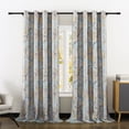 thumbnail image 2 of VOGOL Blackout Curtains for Kitchen Windows, Floral and Leaf Print Thermal Insulated Room Darkening Window Treatment, 2 Panels, Top Grommet, 52x 63, Blue, 2 of 8