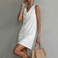 thumbnail image 4 of Noric Women Cotton Linen Summer Sleeveless Dresses Casual Cowl Neck with Pockets Solid Color Mini Dress Trendy 2026, 4 of 6