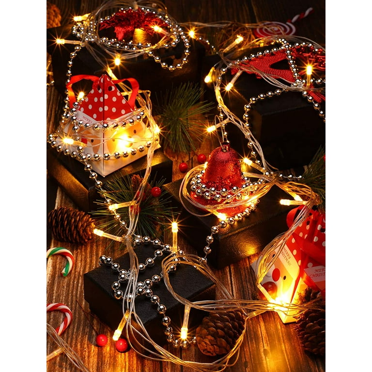 Fanwaoo 99 Feet Christmas Tree Beads Clear Crystal Bead Strings Strands Garland Artificial Clear Diamond Chain Roll Christmas Decoration for Wedding