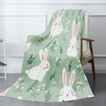 thumbnail image 2 of JOOCAR Flannel Throw Blanket With Cute White Bunnies And Flowers Design For Gift Home Sofa Bed Decoration 80x60 inch, 2 of 5