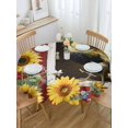 thumbnail image 5 of Chicken Sunflowers Round Tablecloth 54 inches Yellow Flower Bee Farms Animal Oil Painting Waterproof Oil-Proof Table Cloth Round Table Cover for Holiday Party Picnic Dinner Decor Indoor Outdoor Use, 5 of 9