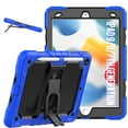 thumbnail image 1 of ELEHOLD for iPad 10.2 2021/2020/2019 Ragged Case, Soft Silicone Hard PC Shoulder Strap Built-Kickstand Anti-Drop Shockproof Heavy Duty Protective Cover Case,Darkblue, 1 of 9
