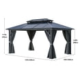 thumbnail image 3 of Dextrus 10x13FT Double Roof Hardtop Gazebo with Nettings&Shaded Curtains,Outdoor Polycarbonate Gazebo for Patio, Backyard, Deck, and Lawns - Gray, 3 of 5
