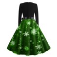 thumbnail image 6 of Christmas Dresses for Women Women's Casual Fashion Round Neck Long Sleeve Christmas Printed Party Vintage Long Dresses for Holiday Gathering,Dark Green,4XL, 6 of 7