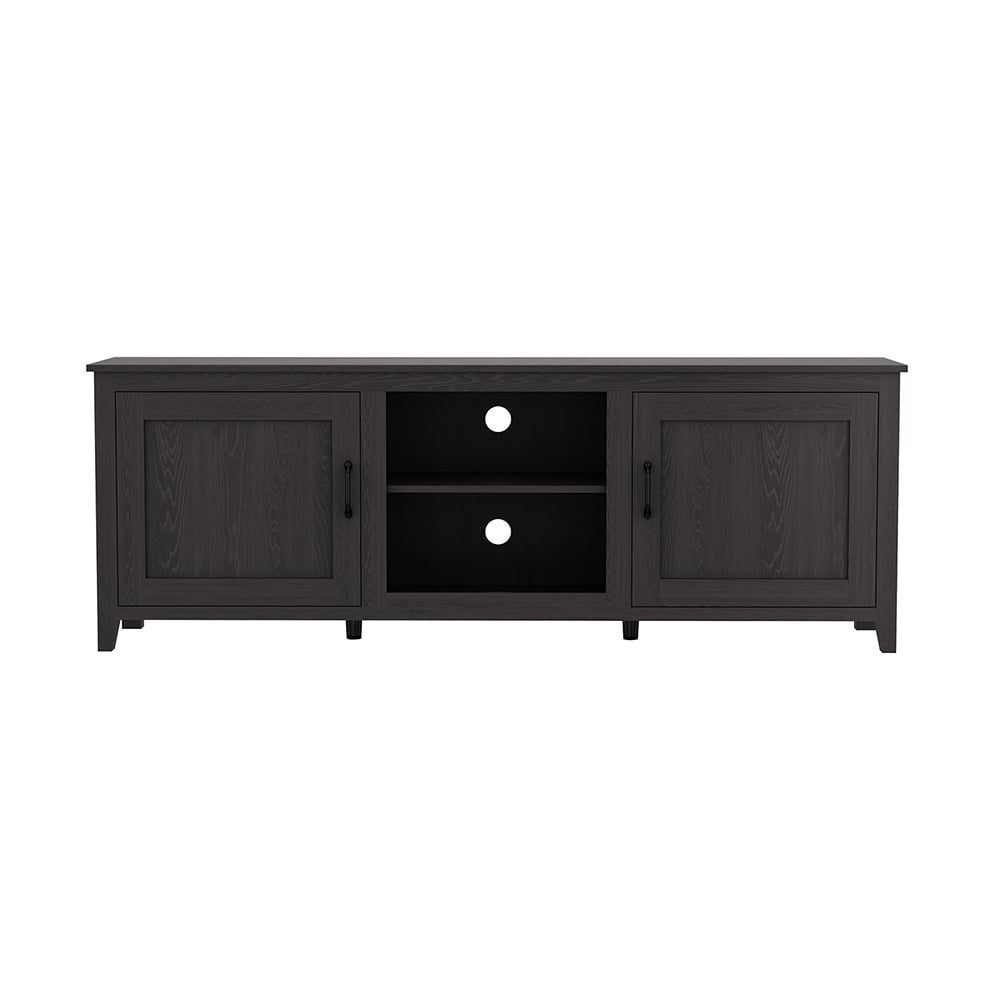 Kadyn Traditional Wood TV Stand Cabinet, Modern Farmhouse TV Stand with Doors and Open Shelves, Black Media Console Cabinet for 60" TV Kadyn Traditional Wood TV Stand Cabinet, Modern Farmhouse TV Stand with Doors and Open Shelves, Black Media Console Cabinet for 60" TV